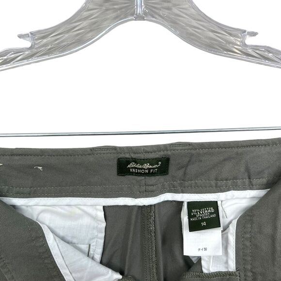 Eddie Bauer Womens Crop Pants Vashon Fit Stretch Slash Pockets Zip Green Size 14 - Picture 4 of 6